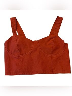 Timing Rust Orange Cropped Bustier Top Smocked Back Size Small